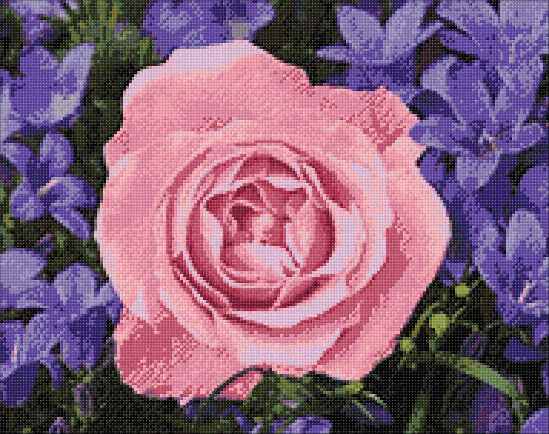 Garden Rose CS2308 diamond painting kit with square acrylic diamonds and crafting tools.